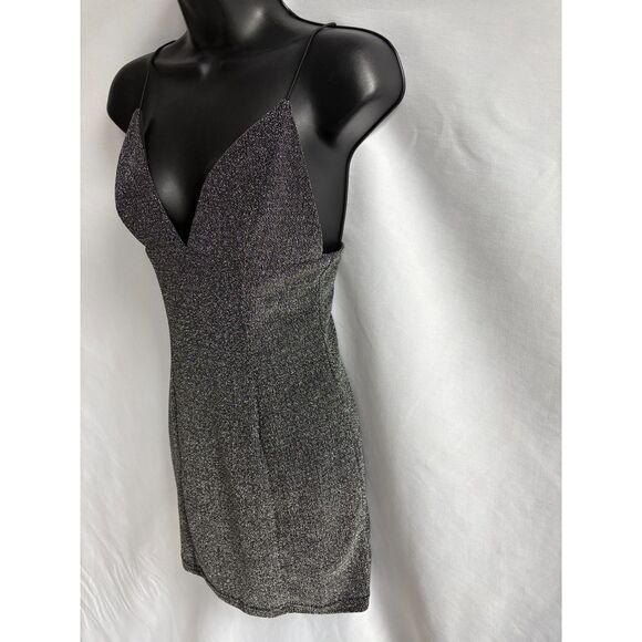Forever 21 Little Black Dress Silver Sparkly Party Cocktail S NYE Date Night - Picture 3 of 9